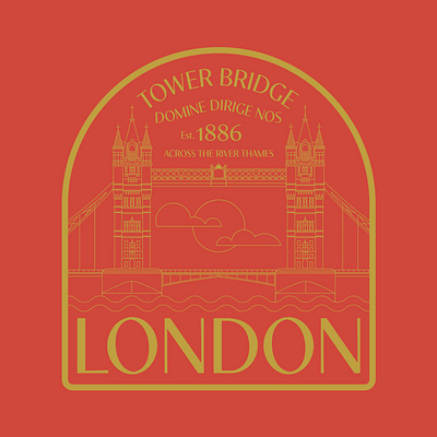 Tower Bridge badge design england illustration line art logo london patch retro tower bridge uk vintage