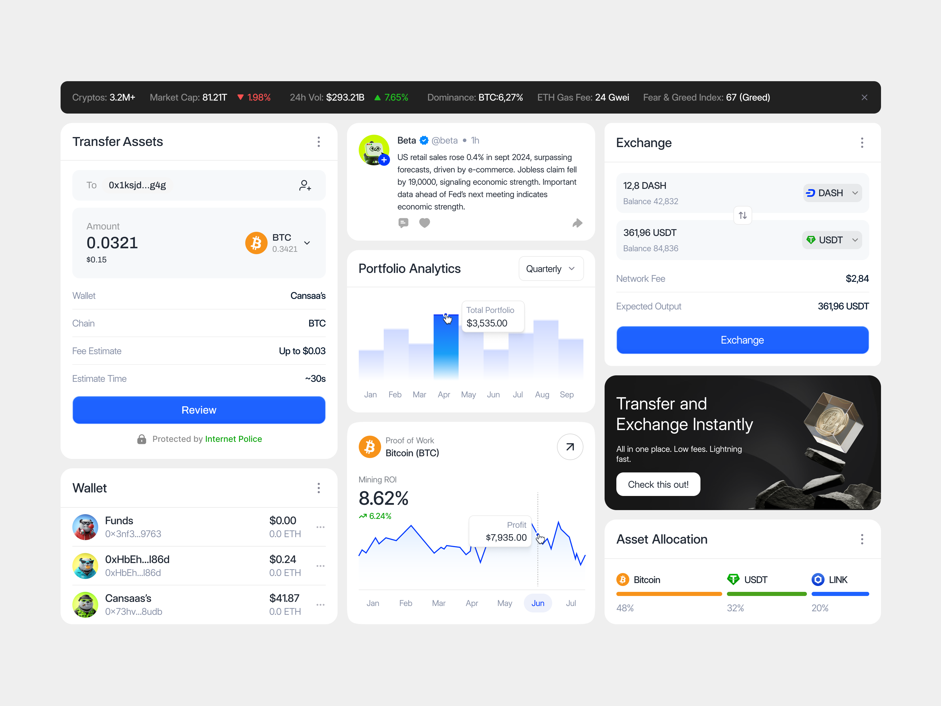 Dashboard Crypto Finance Component bitcoin cansaas component crypto crypto component crypto dashboard cryptocurrency cryptocurrency dashboard dashboard dashboard component dashboard design design finance dashboard product design saas ui ux
