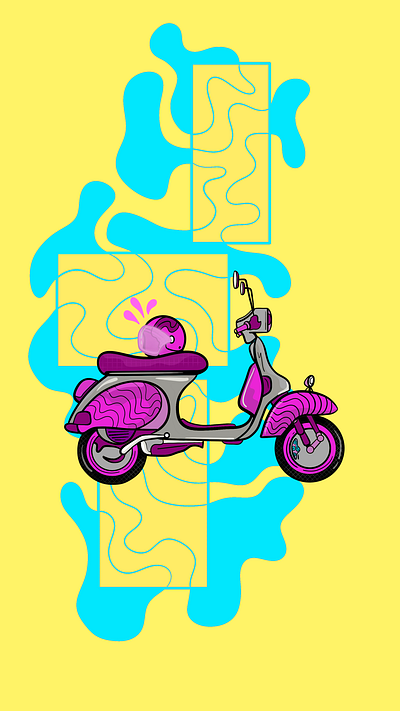 Vespa cartoon design gambar digital ilustrasi vector
