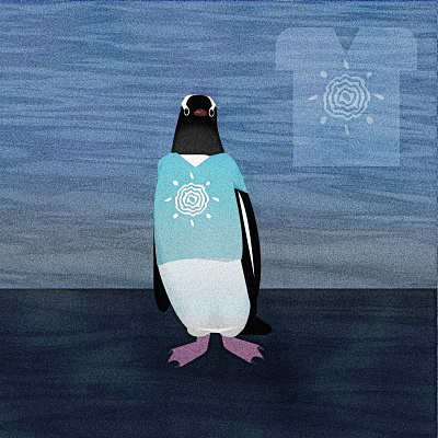 Jify loves his new shirt doodle illustration jify noise penguin shirt shunte88 sun sun shirt vector