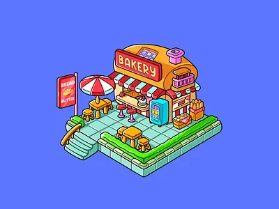 Bakery Shop — Isometric Mini World animation bakery bakery cartoon bakery shop bakery store branding bread cartoon creature design graphic design illustration isometric isometric cartoon logo procreate shop ui