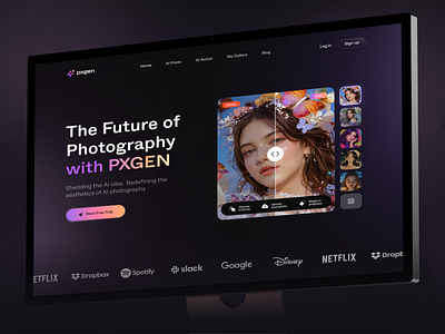 PXGEN - AI Photography Website Design | Orbix Studio ai design ai generator ai image ai image generator ai photo generator ai retouching aiphotography graphic design image generator landing page orbix studio photo editing photography product design saas design text to image uxui design web design website website design