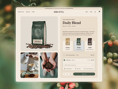 Coffee Roastery E-commerce UI Kit - Product Detail Page coffee coffee bean coffee roastery coffee shop e commerce ecommerce marketplace nucleus online shop product product detail product gallery product page product reviews reviews roastery shopify subscription ui kit website