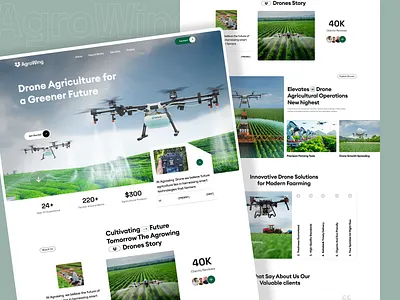 Drone-Powered Agriculture Landing Page Design agricultural agricultural ui agritech landing page agro crops cultivation farmer farming farming landing page feature figma home page landing organic food page tractor trend ui ui ux webdesign website