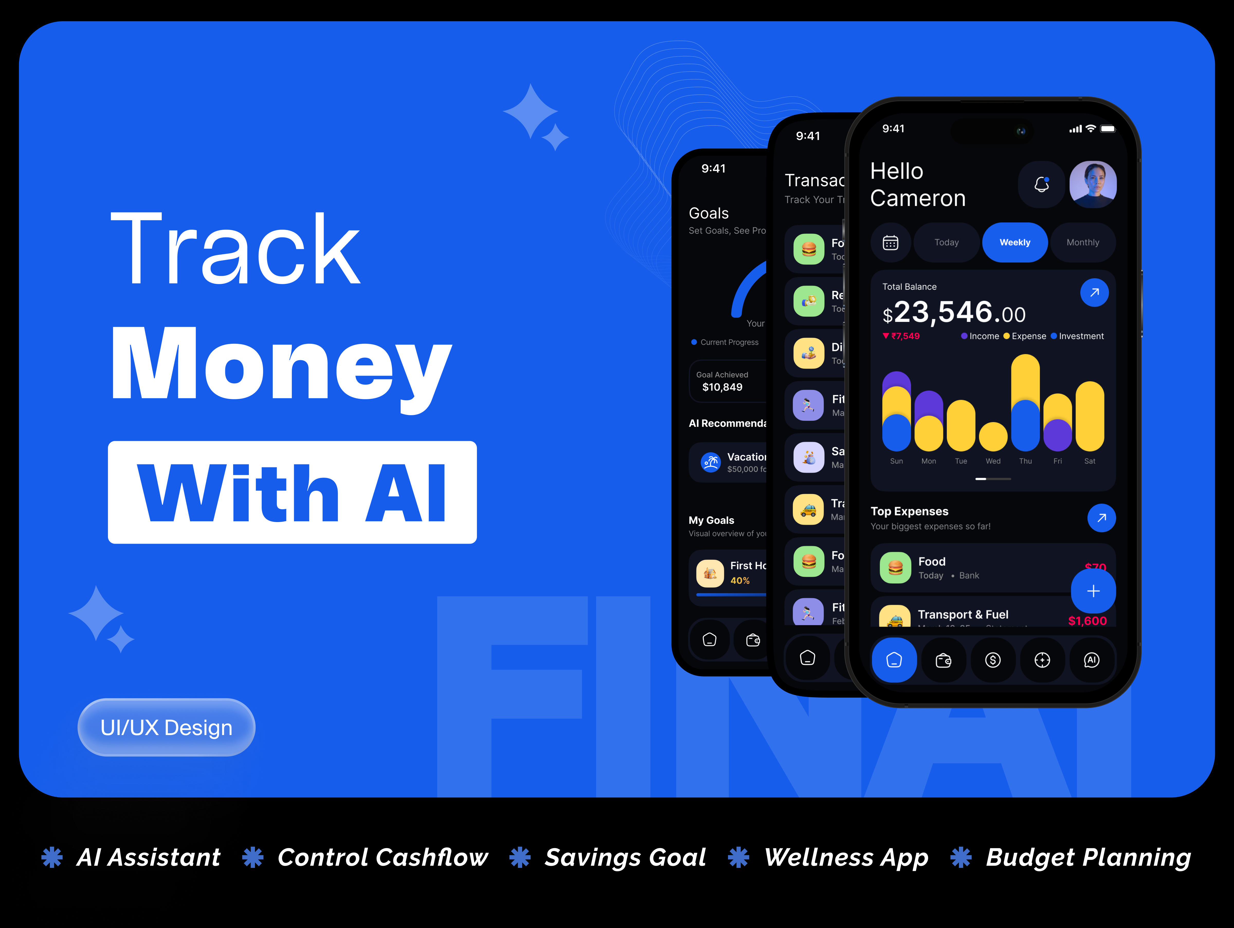 Finance App | Money Management | Expense Tracker ai advisor budgetplanner expense tracker financial advisor financial planning fintech app investment strategy uiux user interface wealthmanagement