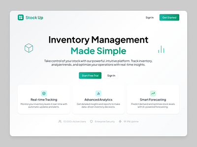Smart Stock: Inventory SaaS Landing Page UI inventory landing page saas signin signup stock management ui