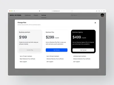 Pricing Plans - Designed with madeinFigma design figma made in figma plan pricing pricing plans ui ui design ui designer ui kit ux ux design web design website design