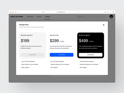 Pricing Plans - Designed with madeinFigma design figma made in figma plan pricing pricing plans ui ui design ui designer ui kit ux ux design web design website design