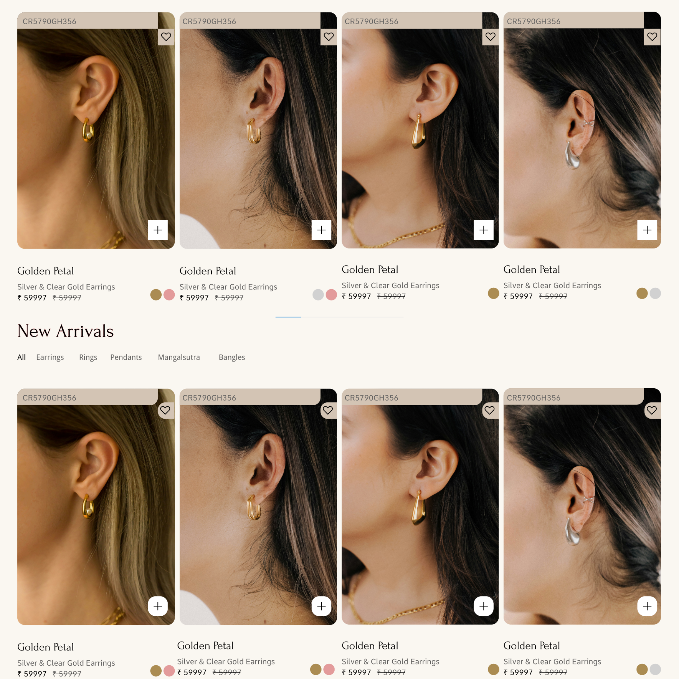 Jewellery Website - Cards Design branding cards design jewellery jewellrywebsite simple ui uidesign uiux webdesign webui