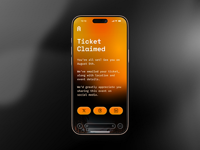 AI Conference Landing Page - Ticket Claimed ai branding button claim conference confirmation gradient ios iphone landing landing page logo media mobile social ticket ui ux web site