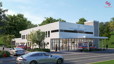 3D Architectural Exterior Design of a Clinic 3d 3darchitecture 3drendering architecturalvisualization architecturedesign exteriordesign visualization