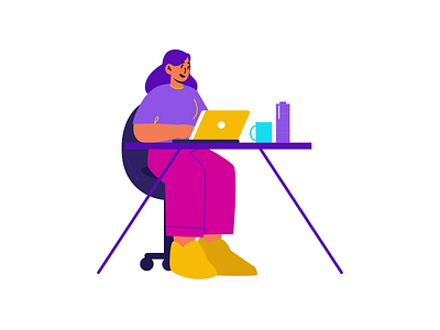 Female Working On Laptop Animation adobe after effect animation animation after effects illustration illustration animation lottie lottiefiles woman typing