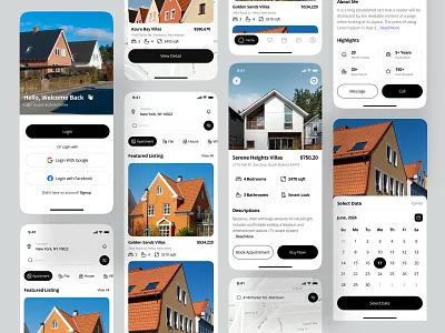 Real Estate App app design app ui home rental app listing app mobile app design property property finder property search real estate real estate app real estate design real estate ui ux design