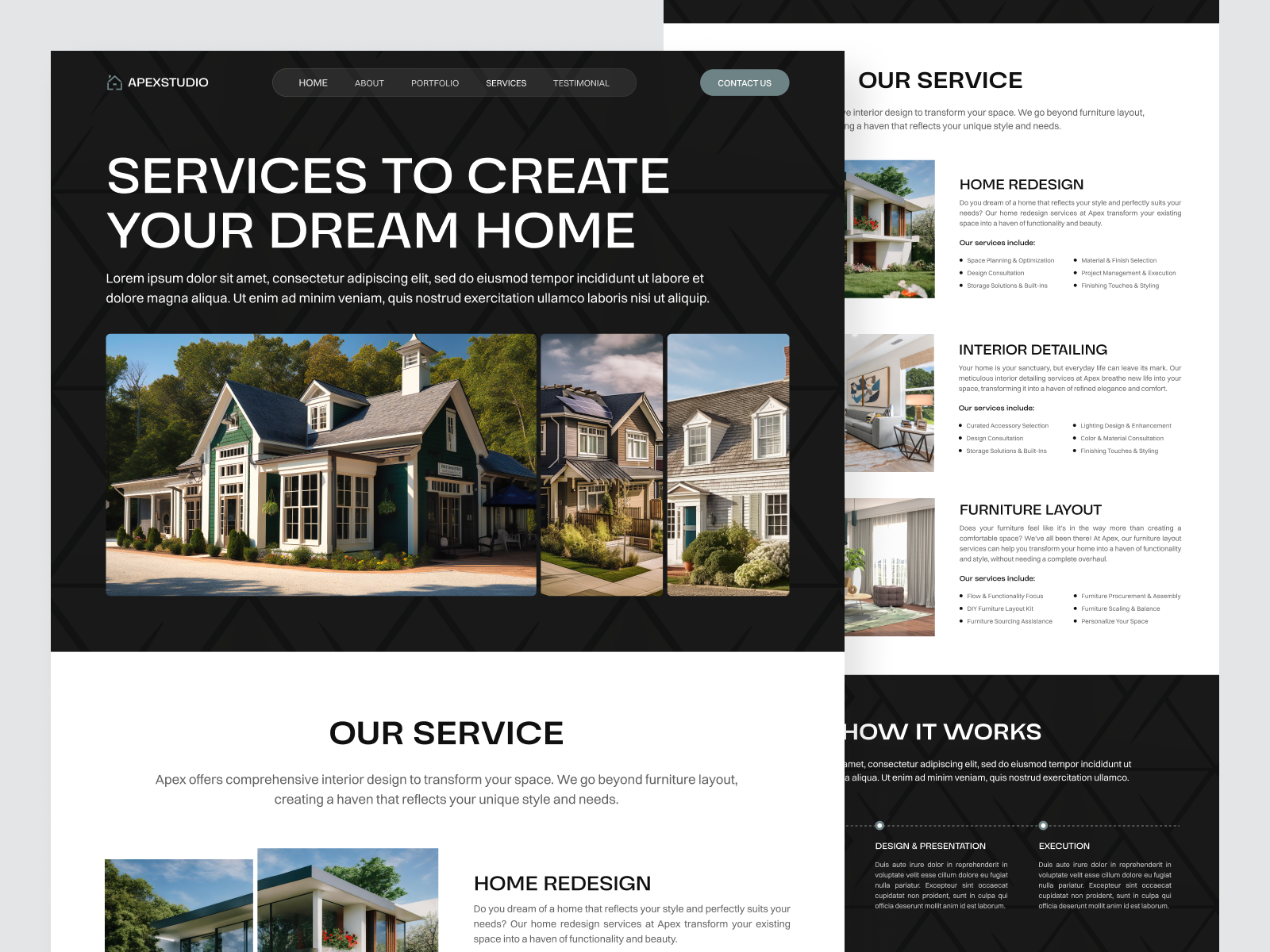 Apex Studio - Personal Portfolio Architect Services Page agency architect architect portfolio architect services architecture architecture agency building constructon graphic design interior interior design personal portfolio portfolio portfolio landing page portfolio website property property website real estate real estate landing page website agency