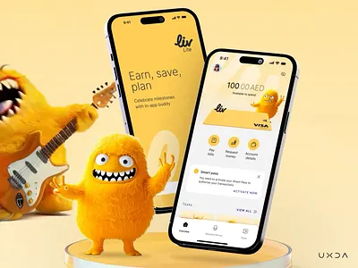 Empowering Kids to Achieve Financial Independence banking branding cx dubai emirates finance financial fintech graphic design illustration kids banking liv lite uae ui user experience user interface ux vivid colors