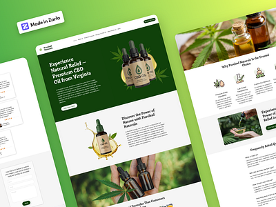 Pureleaf Naturals - Zarla Product Landing Page Template ai website builder beard oil landing page beard oil website cbd oil landing page cbd oil website local business product landing page small business web builder website design wix zarla