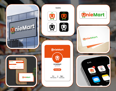 Uniemart – Shopping App Logo Design adobe illustrator adobe photoshop advertising branding design graphic design graphic designer illustration lamia akter ui ux ui branding