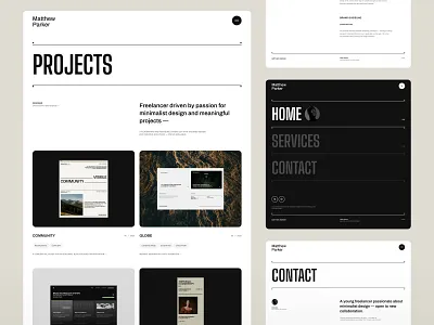 Parker | Portfolio — Template #1 artist blog cms concept design designer landing page minimalist modern personal portfolio technology ui ux web web design webdesign website