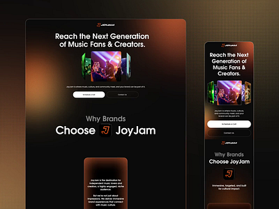 Partners page for the JoyJam music platform animation interaction landing page outcrowd scroll animation ui ux uxui web web design web development webflow website
