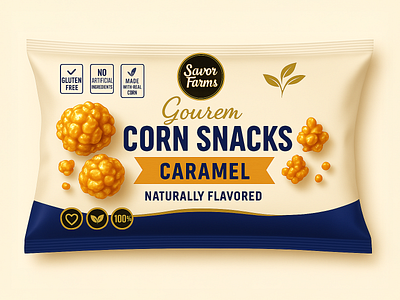 Gourmet Caramel Corn Snacks Packaging Design app branding creative design digital agency gluten free gourmet snacks graphic design illustration logo snack packaging ui vcaramel corn