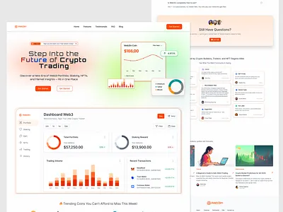 Web3in — Next-Gen Web3 Crypto Trading Landing Page UI Design modern dashboard