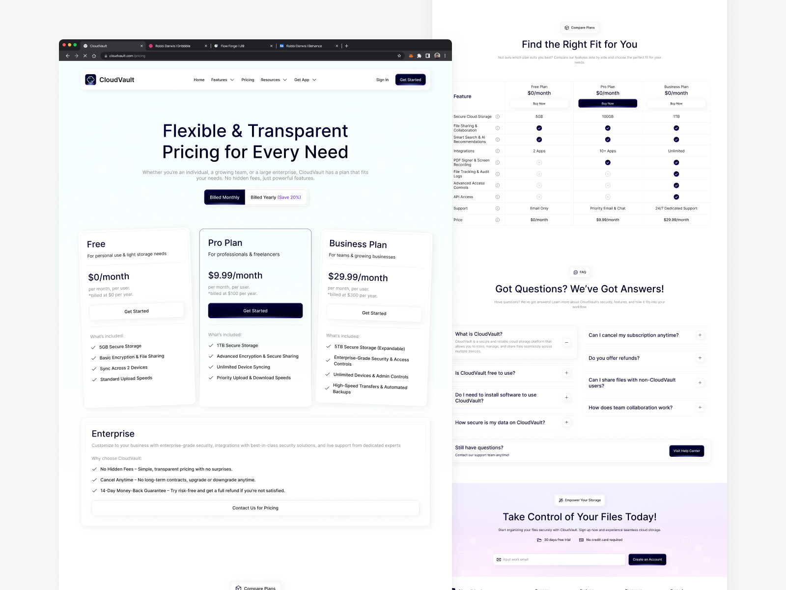 Example of Cloud Storage Website Or Landing Page