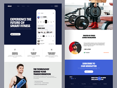 Fitness App Landing Page app landing page fitness fitness website landing page ui ux web web design web ui website design workout