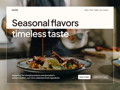 Thyme - modern fine dining website design | Webflow template about bar bold cafe cards categories design eat food kitchen light menu minimal modern order reataurant sleek ui webdesign webflow