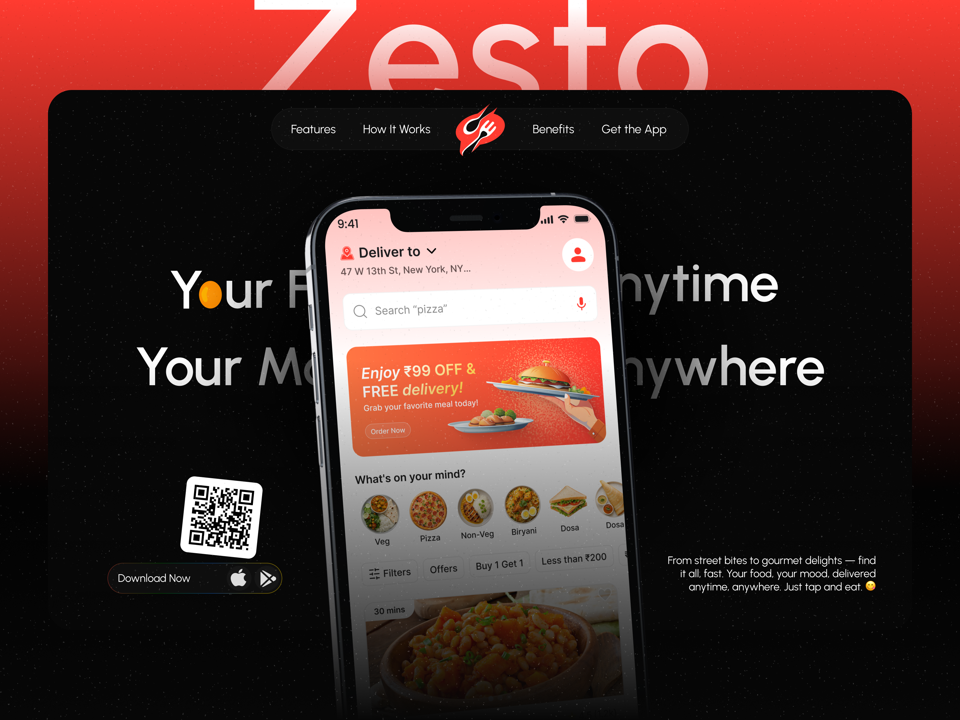 🍔 Zesto – Fast & Easy Food Delivery deliveryservice foodapp fooddeliveryapp landingpagedesign mobileappdesign uiux