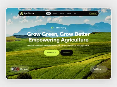AgroBloom - Agriculture Website Hero agriculture clean deign farm green landing page minimalist popular startup ui ux web app