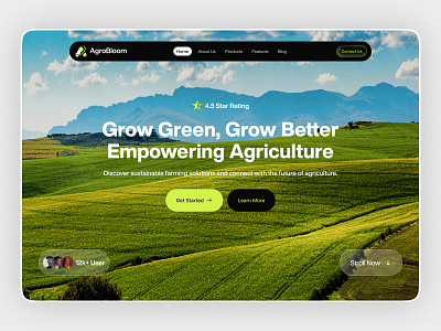 AgroBloom - Agriculture Website Hero agriculture clean deign farm green landing page minimalist popular startup ui ux web app
