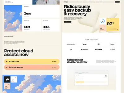 N2W - Website 3d abstract backup blob branding cloud clouds modern orange sas technology typography ui ux website yellow