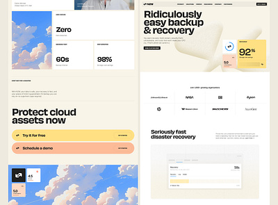 N2W - Website 3d abstract backup blob branding cloud clouds modern orange sas technology typography ui ux website yellow