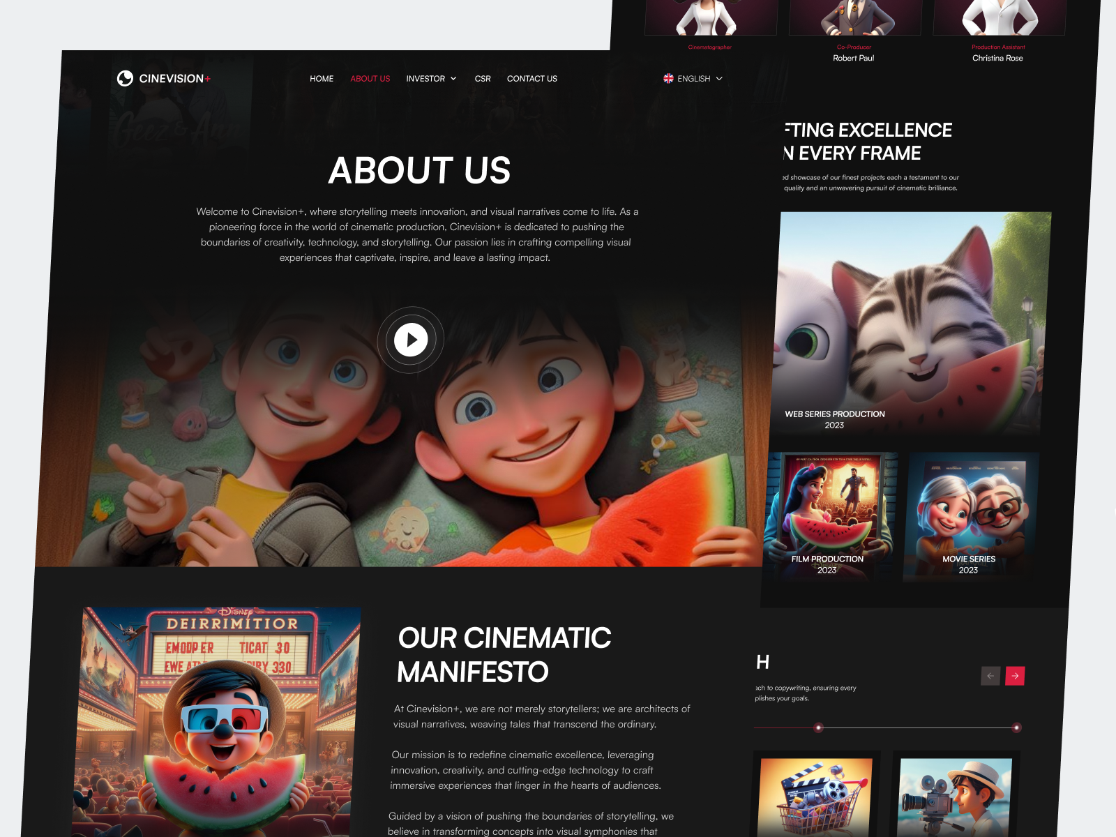 Cinevision+ | Film Production Company About Page cinema cinema website disney entertainment film film distribution film poster film production landing page lionsgate movie movie app movie website mvp pictures netflix paramount pictures production company streaming video streaming youtube