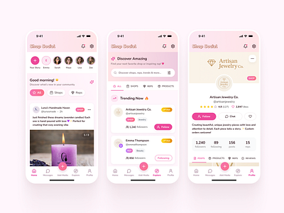 Shop Social App Concept 2025 app branding clean community design ecommerce figma illustration logo minimal ui web website