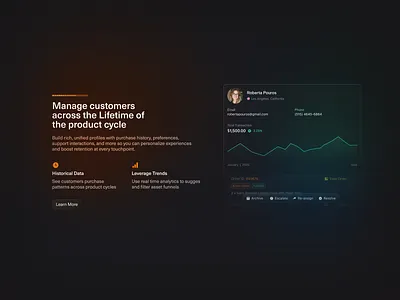 Feature Section - Customer Service App clean dark dark mode design feature hero interface landing minimal page product saas ui ui design ux ux design web web design web page website