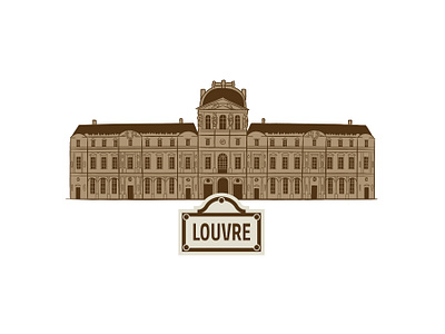 Louvre spot illustration building editorial france illustrations illustrator landmark louvre monument paris print spot illustration