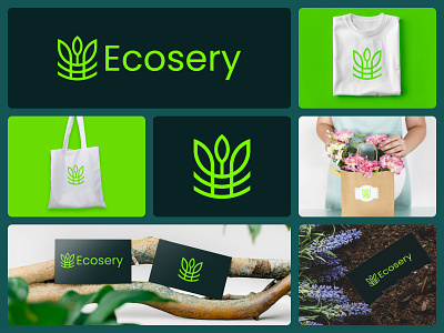 Ecosery logo, Nursery Logo and Branding brand design branding eco logo garden logo graphic design green nursery green nursery logo logo logo designer logo for plant nursery branding nursery garden nursery logo plant nursery plant nursery logo tree logo vintage logo design