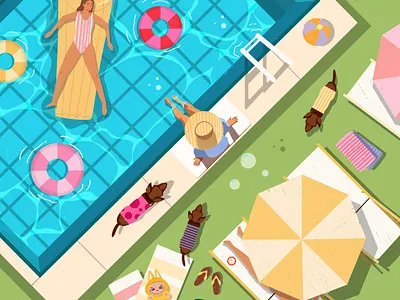 Summer all day art design dog doglover illustration minimalistic art palette pool summer vacation