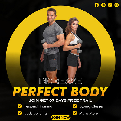 Energetic GYM & Yoga Social Media Post Design branding graphic design