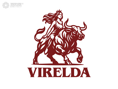 The princess rides a bull branding bull with rider logo crowned woman logo dynamic animal logo feminine power logo fierce elegance logo logo logo with crown modern heraldry logo mythology logo powerful branding symbol princess on bull royal emblem logo strong female symbol woman riding bull logo