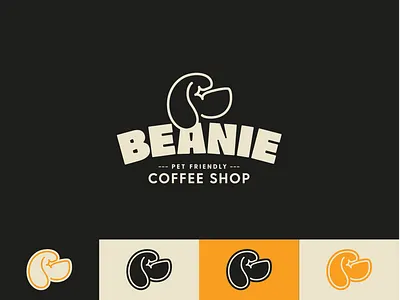 Beanie bean beanie branding character coffee coffee shop cute dog dog logo eye fun line logo logo logo for sale mascot minimalist roxana niculescu spark star startup logo