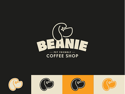 Beanie bean beanie branding character coffee coffee shop cute dog dog logo eye fun line logo logo logo for sale mascot minimalist roxana niculescu spark star startup logo