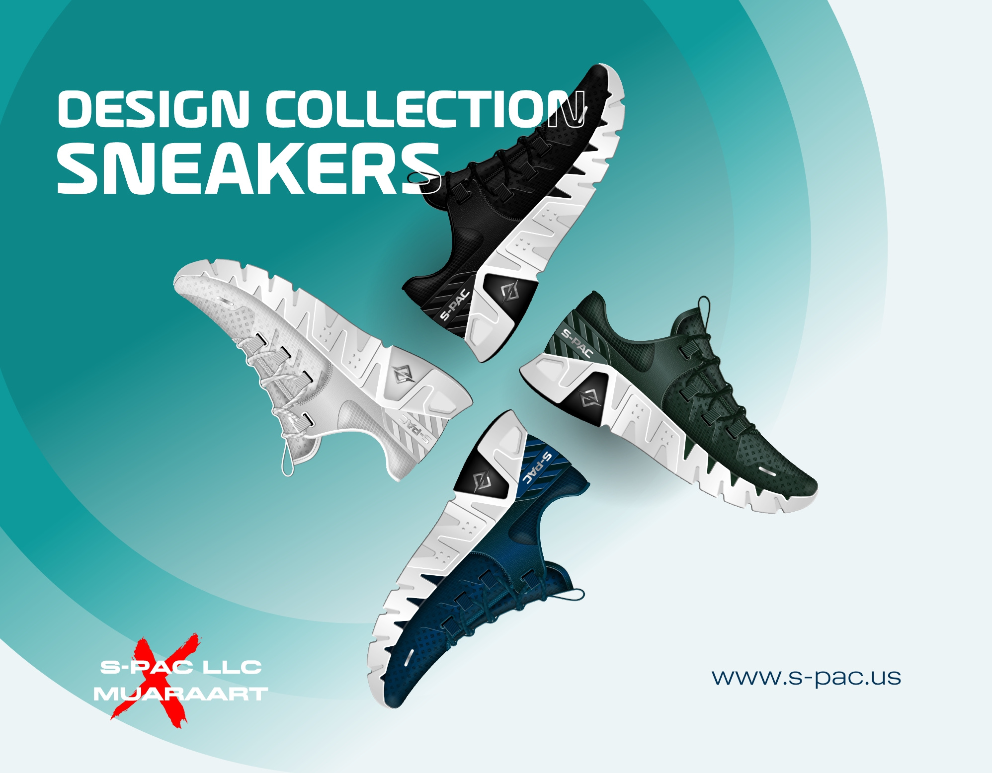 Collaboration Projects S-PAC LLC X MUARA ART design footwear design graphic design illustration shoes design techpack design vector