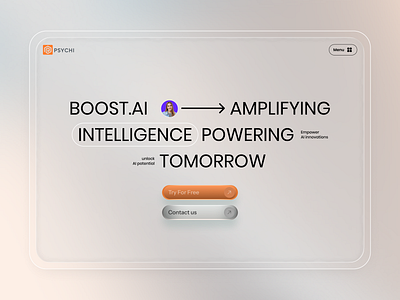 Psychi - A- Hero Section ai artificial intelligence devdock hero section landing page minimal open ai platform saas service software ui ux virtual assistant web web design web design inspiration website