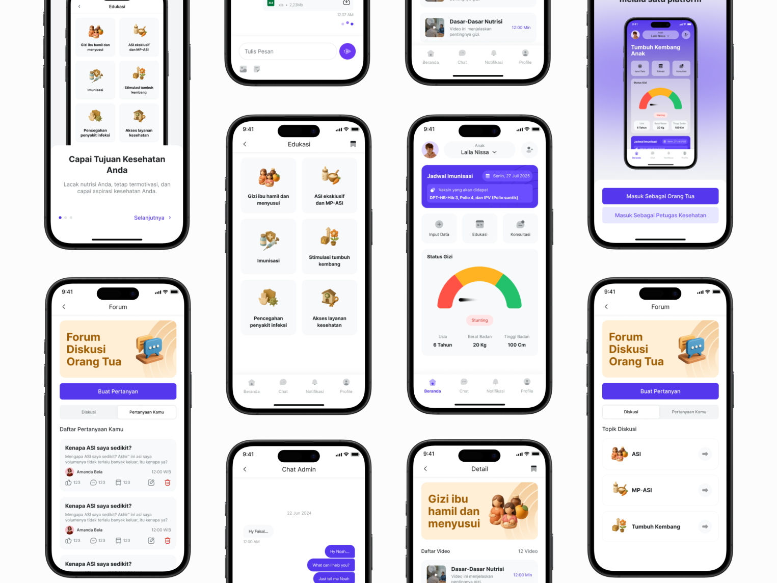 GROW-IN Mobile App — Prevent Stunting, Empower Growth! digitalhealth edtech healthapp healthcareapp mobiledesign realtimemonitoring stuntingprevention ui design uxui