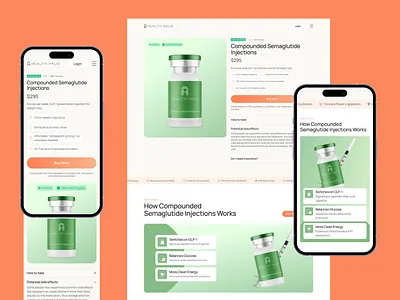E-Commerce - Product Page e commerce landing page ozempic pharmacy product page semaglutide shop shopify store telehealth telehealth and wellness telemedicine ui ux web design web designer website weight loss weight loss website