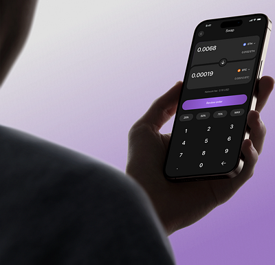Crypto swap feature - dark mode 🤑 app bitcoin blockchain branding crypto crypto app crypto exchange design finance financial app fintech fintech mobile app mobile mobile app mobile ui swap crypto ui ui design web 3