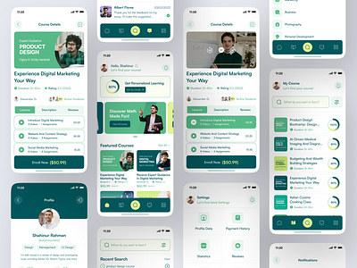 Online Course Mobile App UI Design app design course e course edtech education education startup exam learning learning platform lesson mobile app online course popular design progress shahinurstk02 study app uiux design