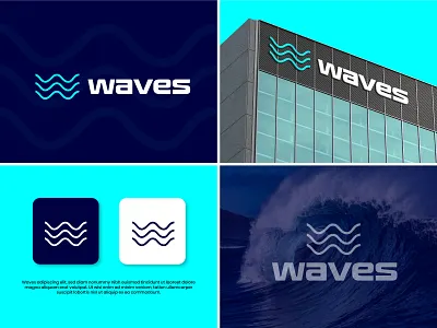 Waves Logo Design branding brandmark drawing logo logotype modern sketch w waves logo design